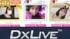 国際的なライブチャットサイト「DXLIVE」のプロモーション画像。様々な国のオンライン中の女性モデルのプロフィール画像がコラージュされており、「LIVE SEX CAMS」というサイトのサービス内容をアピールしています。