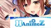 アダルトアニメサイト「HanimeZ」のロゴと、水色の瞳を持つ金髪の女の子と、茶色の瞳を持つ茶髪の女の子のイラスト。