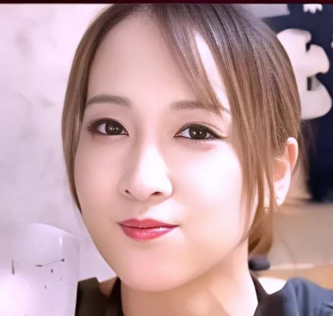 髪を後ろでまとめ、赤い口紅をつけて微笑んでいる女性、RINAさん。和室のような場所で撮影されている。