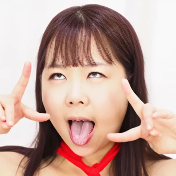 舌を出して白目をむいているアヘ顔の女性、さつきさんの写真