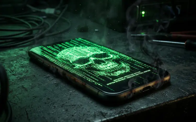 スマホやPCがウイルス感染やマイニング被害に遭うイメージ